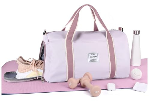 HYC00 Sporttasche Damen Klein Reisetasche Duffel Bag für Damen und Herren Übernachtungstasche mit Schuhfach & Nassfach, Weekender Fitness Gym Bag Trainingstasche Schwimmtasche Handgepäck, Lila