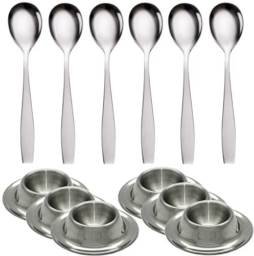 GRÄWE Eierbecher mit Eierlöffeln, Edelstahl, 12-teilig