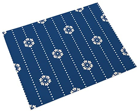 Manteles Individuales Flor Azul Rayada Mantel Individual Algodón y Lino Lavable Salvamanteles Individuales Resistente al Calor Bajoplatos Individuales Mesa Tapetes para Mesa 30x45cm 2 Pcs