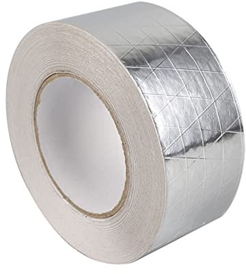 XZRDINGJIE Nastro autoadesivo in alluminio Thermoshield, nastro adesivo in alluminio rinforzato con rete in vetro, resistenza alla temperatura, 25 m (5 cm x 25 m)
