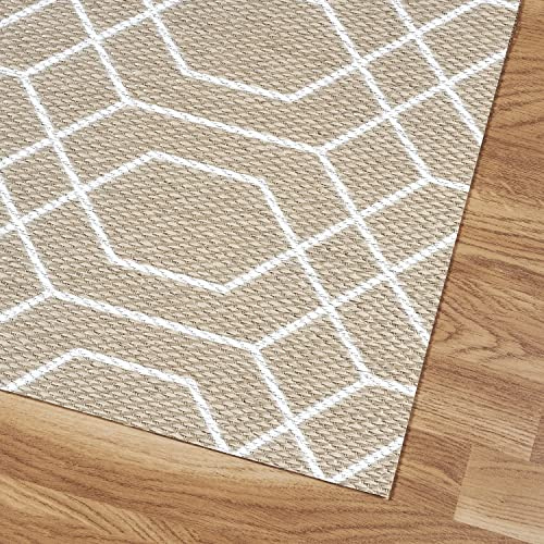 Alfombra Vinilica Salon Premium Alfombras de habitación Comedor baño Cocina Lavable Antideslizante y Resistente para Interior y Exterior Estores Basic Geom Blanco 120x180 cm