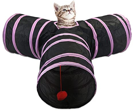Eastuy Katzenspielzeug Mit Katzentunnel, Katzen Spielzeug, 3 Wege Pet Tunnel Tube Für Kätzchen, Hundenspielzeug Spieltunnel, Faltbarer Katze Tunnel Für Kätzchen, Welpen, Kaninchen, Kleine Hunde