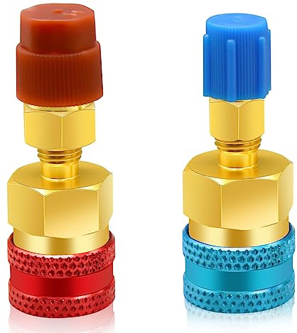 Adaptadores R1234yf a R134a, Kit de Recarga de refrigerante R1234yf a R134a,Lado Alto/bajo Adaptadores para R1234yf/R134a Recarga de evacuación del Sistema de refrigerante de CA del automóvil