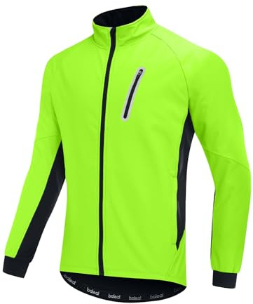 baleaf Men's Winter Cycling Jackets Water Resistant Thermal Running Softshell Jacket Warm Cold Weather Pockets Green M