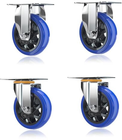 Schwerlast Gummi Lenkrolle Bockrolle 100mm 125mm 4 Stück, 360°Drehbar Keine Spuren & Leise Möbelrolle, Ersatzrollen Für Trolleys Möbel Werkbank DIY, Tragfähigkeit 65KG Pro Rolle ( Color : Fixed+Swivel