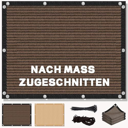 Markise Balkon Ohne Bohren 2.5x6M Premium HDPE Gewebe, Sonnenschutz Markise inkl Seil, 95% UV-Schutz Reißfest Wetterfest, für Pflanzenschutz Gewächshaus Scheune Zwinger, Braun