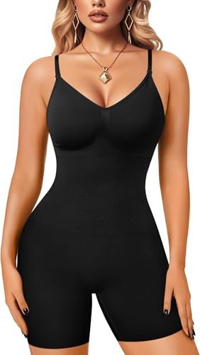Gotoly Body Contenitivo Donna Shapewear Bodysuit Pancia Piatta Guaina Modellante Pancera Contenitiva Intimo Snellente Body Shaper Senza Cuciture (Nero, XS-S)