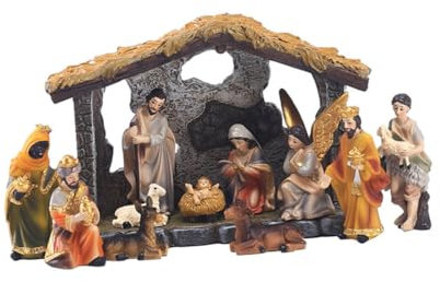 Yardenfun 1satz Krippenfigur Aus Harz Religiöse Weihnachtsdekoration Detailreiche Statue Für Tisch Und Fenster Als Für Eltern Und Senioren Handgefertigt Robust Und Einzigartig