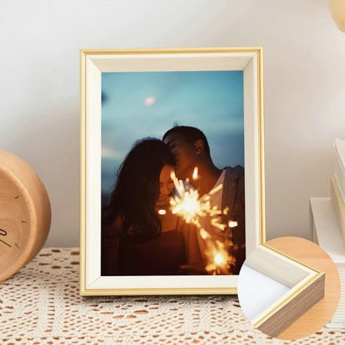 Stfery Fotorahmen 30x21 Beige Weiß Harz Photo Frames für Die Wand, Tischplatte, Horizontal Und Vertikal
