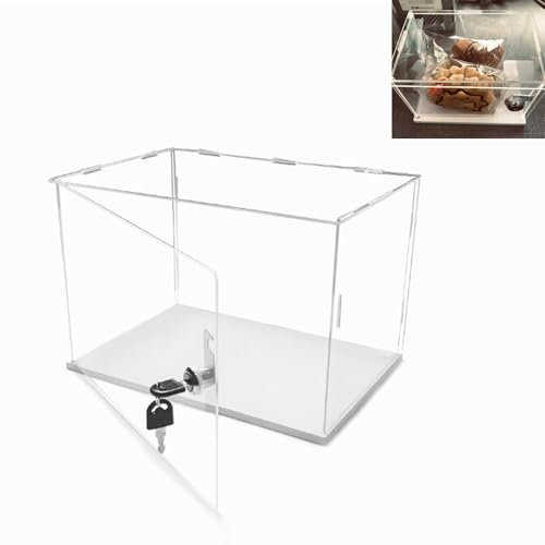 Acryl Vitrine Staubdichte Aufbewahrungsbox aus Acryl für Snacks, Klare Vitrine aus Acryl mit Schloss und Schlüssel, Stapelbare Sicherheitsvitrine aus Acryl für Sammlerstücke(20x15x40cm(8x6x16))