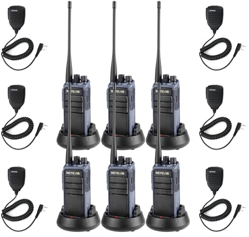 Retevis MateTalk C4 Two Way Radio Long Range,Hands Free Walkie Talkie with Shoulder Mic,Smart Voice Control,19-Hours,Noise Reduction,Type-C,Repeater Capable,GMRS 2 Way Radio for Work Jobsite (6 Pack)