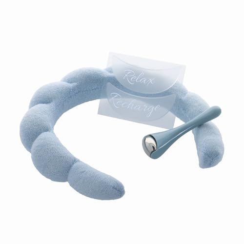 PARSA Beauty Selfcare Kit – Gesichtsmassage-Set für frische, wache Haut, inkl. weichem Wolken-Haarreif, kühlenden Augenpads & Gesichtsroller für den Hallo-Wach-Effekt | inkl. weichem Wolken-Haarreif, kühlenden Augenpads & Gesichtsroller für den Hallo-Wach-Effekt, Goodbye Müde Augen