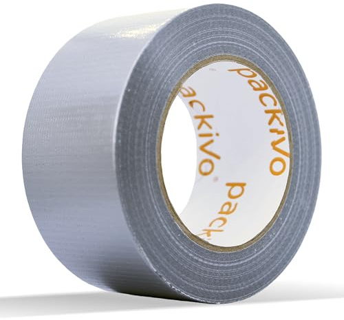 packivo Panzertape silber - 1 Rolle 50m x 50mm Gewebeband Duct Tape extra ultra stark breit silber silver Klebeband wasserdicht Panzerband Gewebeklebeband für Innen und Außen