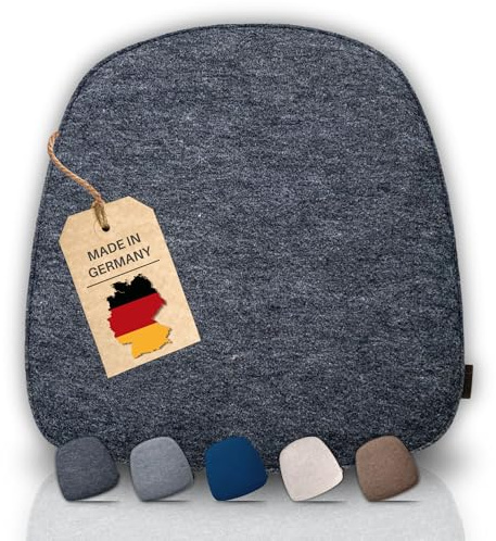kontor28® - Sitzkissen Filz handgefertigt Made IN Germany | Sitzkissen Stuhl 38x39 cm aus rPET-Filz extra weiche und robuste Polsterung | Sitzauflage Stuhl für In- und Outdoor | anthrazit 4er-Set