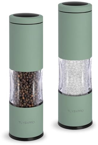 TLYSXPRO Salt and Pepper Grinder Set with Adjustable Coarseness | Manual Pepper Mill Grinder with Refillable Design | Ceramic Core | Kitchen Essential (2 Packs, Sage)