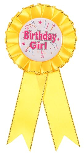 PATIKIL Birthday Girl Button Pin, Tinplate Ribbon Badge Pin Satin Fabric Award Ribbon for Birthday Party Decoration