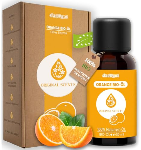 DasXgut – BIO Orangenöl 30 ml ätherisch [100% NATURREIN] Kaltgepresst aus echten Orangen - zum Verzehr - Duftöl - Orange Oil E5004115 BG-BIO-02