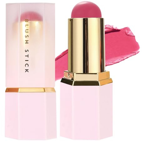 Stick Blush,Fard à Joues Hydratant et Résistant à l'Eau à Texture Laiteuse - Mise en Lumière Naturelle et Visage Peau Sèche Grasse Mixte Pommettes Sourcil Lèvres