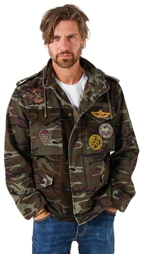 Joe Browns Men's Funnel Neck Military-Inspired Camo Jacket, Green, XL