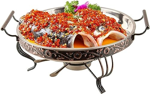 Plato de Acero Inoxidable para Calentar Alcohol, Parrilla Antiadherente Comercial, Utensilios de Cocina para Barbacoa, Fondue, para Catering, Fiestas, Bandeja de Calentamiento para bufé (32 cm)