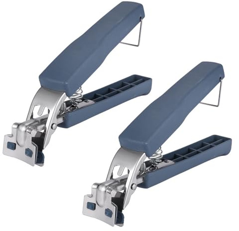 JOYOLA 2 Pcs Hot Plate Grippers, Heat-Resistant Stainless Steel Bowel& Pan Gripper, Anti-Scalding Hot Plate Tongs Bowl Clips, Dish Tongs with Silicone Protector for Toaster Oven, Pizza Pan