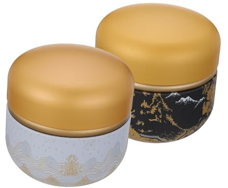 LALADEFIEE Lot De 2 Boîtes À Thé En Métal Japonaises Mini Bocaux Ronds 8.50 Cm Couvercles Hermétiques Pour Thé Fruits Secs Bonbons Rangement Cuisine Boutique Cadeau