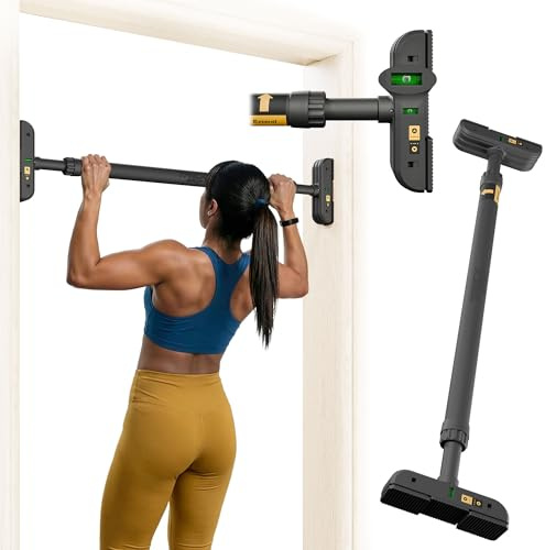 TREX SPORT Türrahmen Wasserwaage Klimmzugstange 72-110cm bis 200kg TX-020PB | Pull Up Bar & Trainingsstange Türrahmen ohne Bohren, Türreck verstellbar für Klimmzüge, stabil, Anti-Rutsch