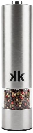 KUKEN Molinillo Pimienta Eléctrico Recargable USB Tipo C, Pimentero Eléctrico Inox Con Regulación De Molido, Mecanismo Cerámico Y Luz LED Integrada