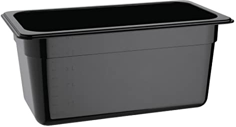Polycarbonate Gastronorm Container - 1/3 One Third Size Black. 150mm deep. 5.1 litre.