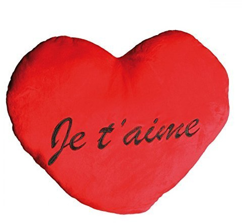 Unbekannt Je T'Aime Kissen in Herzform, extra groß, 60 cm