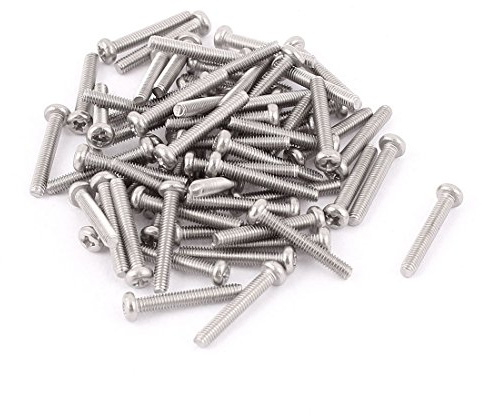 sourcing map 60Stk M2,5 x 16mm 304 Edelstahl Kreuzschlitz Rund Kopf Schraube Bolzen | Kreuzschlitzschrauben Flachkopf Schrauben