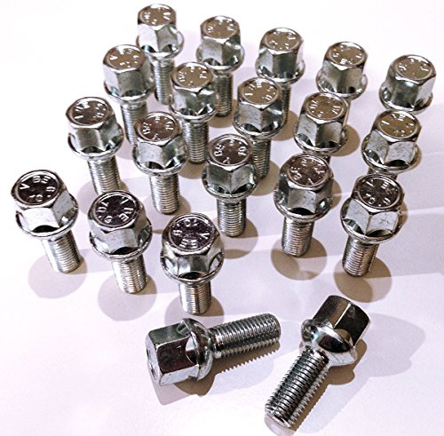 Alloy wheel bolts, Zinc plated M12x1.5 (M12 x 1.5) Radius seat, 17mm hex, 26mm thread length. Set of 20 wheel bolts (AU001)