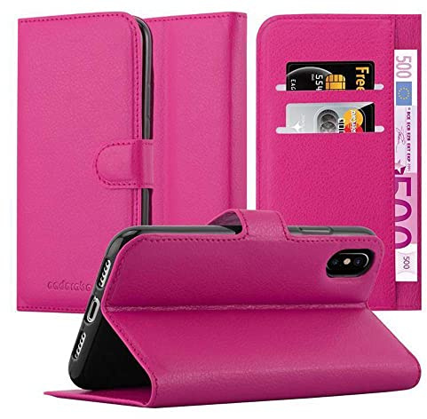 cadorabo Coque pour Apple iPhone X/XS en Rose Bonbon - Housse Protection avec Fermoire Magnétique, Stand Horizontal et Fente Carte - Portefeuille Etui Poche Folio Case Cover