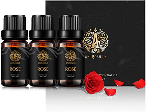 Aromathérapie huiles essentielles Set, 100% Pure & Grade thérapeutique Rose Huiles essentielles Set parfum pour diffuseur, Humidificateur, aromathérapie Rose huiles essentielles parfumées Set 3x10ml