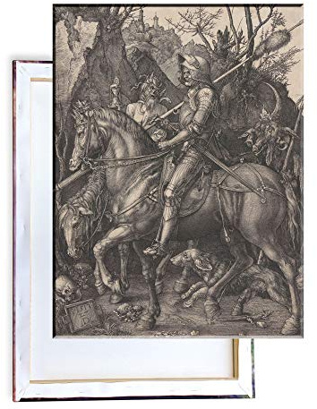 Unified Distribution Albrecht Dürer - Ritter, Tod und der Teufel - Klassisches Gemälde - Replik auf Leinwand 80x60 cm