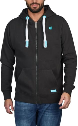 riverso Sweatjacke Herren mit Kapuze Reißverschluss Regular Fit RIVNoah Kapuzenjacke Hoodie Kapuzenpullover Schwarz 3XL, Größe:3XL, Farbe:Black (24000)