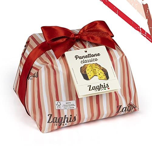 ZAGHIS Panettone Artigianale 750gr, Panettone Classico Con Lievito Madre, Scorzone Di Arance Di Sicilia e Cedri Diamante, Aromi Naturali