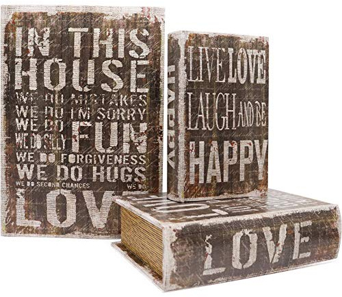 3er Deko Bücher Set, Buchattrappe Buch Box mit Magnetverschluss (Buchstabe) | Dekorative Buch Box, Versteckter Aufbewahrung Bücherboxen für Home Decor Bücherregal Café Hotel