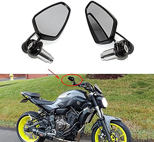 DREAMIZER Black Motorcycle Handlebar Mirrors, 7/8 22mm Rear view Wing Mirrors Motorbike for Scooter Cruiser Sport Bike Chopper (Black)