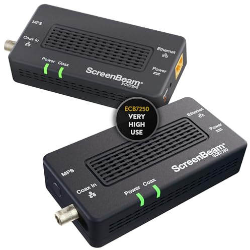 ScreenBeam Bonded MoCA 2.5 Netzwerkadapter für höchste Geschwindigkeit Internet, Ethernet Over Coax – Starter-Kit (Modell: ECB7250K02) | Ethernet-Over-Koax-Netzwerkadapter für Highspeed-Internet, MoCA-Starter-Kit für Streaming, Gaming, WFH, sehr hohe Nutzung