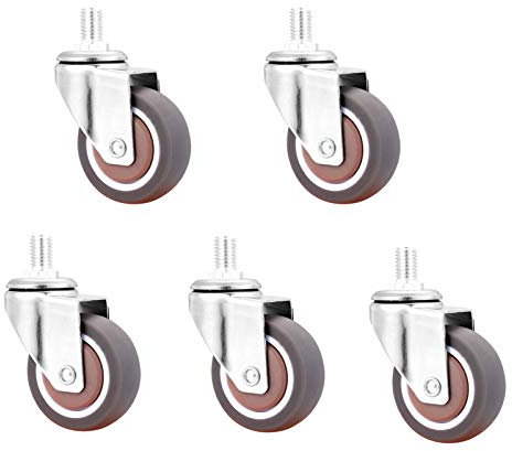 5 Pcs 2 Pouces Roulettes De Chaise De Bureau Tige Filetée M10,Roulettes De Meubles De CaoutchoucRoulettes Universelles De 360 ​​Degrés Roulettes De Rechange Silencieuses