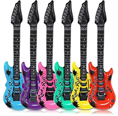 TOYANDONA Inflatable Guitar Foil Balloons 6 Pack 35.43In Musical Instrument Party Decorations for Wedding Birthday Festival Concert Reusable Mylar Balloons
