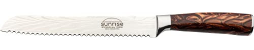 Rockingham Forge Sunrise Collection 8 Bread Knife, Stainless Steel with Resin Handles, Amber Brown