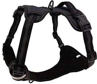 Floxik Hundegeschirr grau XL | Anti Zug Brustgeschirr reflektierend & gepolstert mit Haltegriff für mittelgroße und große Hunde | Auch als Welpengeschirr geeignet