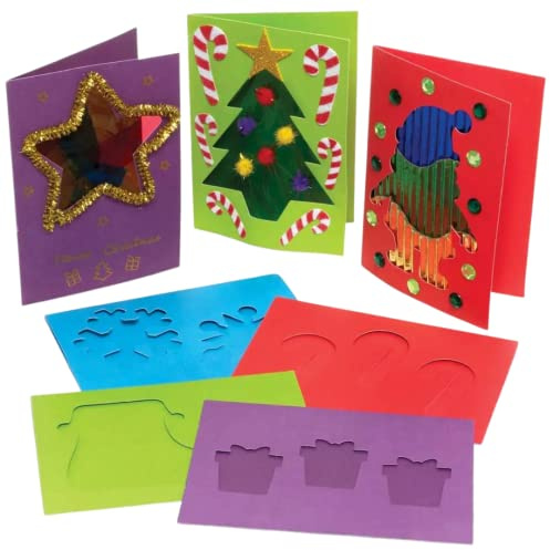 Baker Ross FE946 Cartes de Vœux pour Enfants motifs de Noël - Lot de 15, Carte de Vœux, Carte Noel, Loisirs Creatifs pour les Enfants