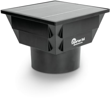 Spartan Sol Solar Ventilation Fan - Universal Fit for 3” and 4” Pipes - Portable Exhaust Fan For Porta Potty, Sheds, Dog Houses, Green Houses - Compact size 6”x6”x4.5”