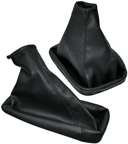 Aerzetix - C57803 - Cuffia soffietto per leva del cambio e freno a mano - compatibile con Renault Laguna II dal 2001 al 2005 - colore: nero - in pelle sintetica