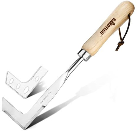 Gardtech Fugenkratzer mit Holzgriff Unkrautstecher Edelstahl Multifunktionaler Fugenkratzer zum Entfernen von Moos und Unkraut Gärtner