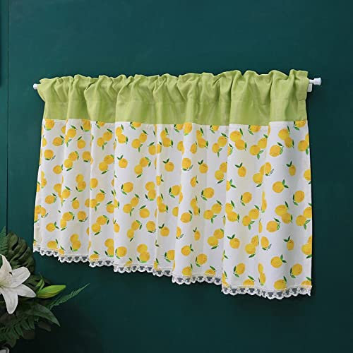 V3VOGUE Kurze Fenstervorhänge,Kurze Gardinen,Design Mit Zitronenmuster,Helle Farbe/Gleichmäßiges Nähen,Bistrogardinen,Für Fenster, Glastüren, Waschküchen,Scheibengardienen (Size : W140xH200cm)