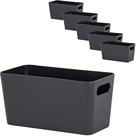 #11 6 x Ordnungsbox 10cm hoch anthrazit 20x10cm Wandregal schmaler Korb